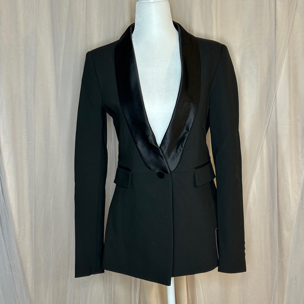Zara Collection Black Slim Fit Blazer with Shawl Lapels